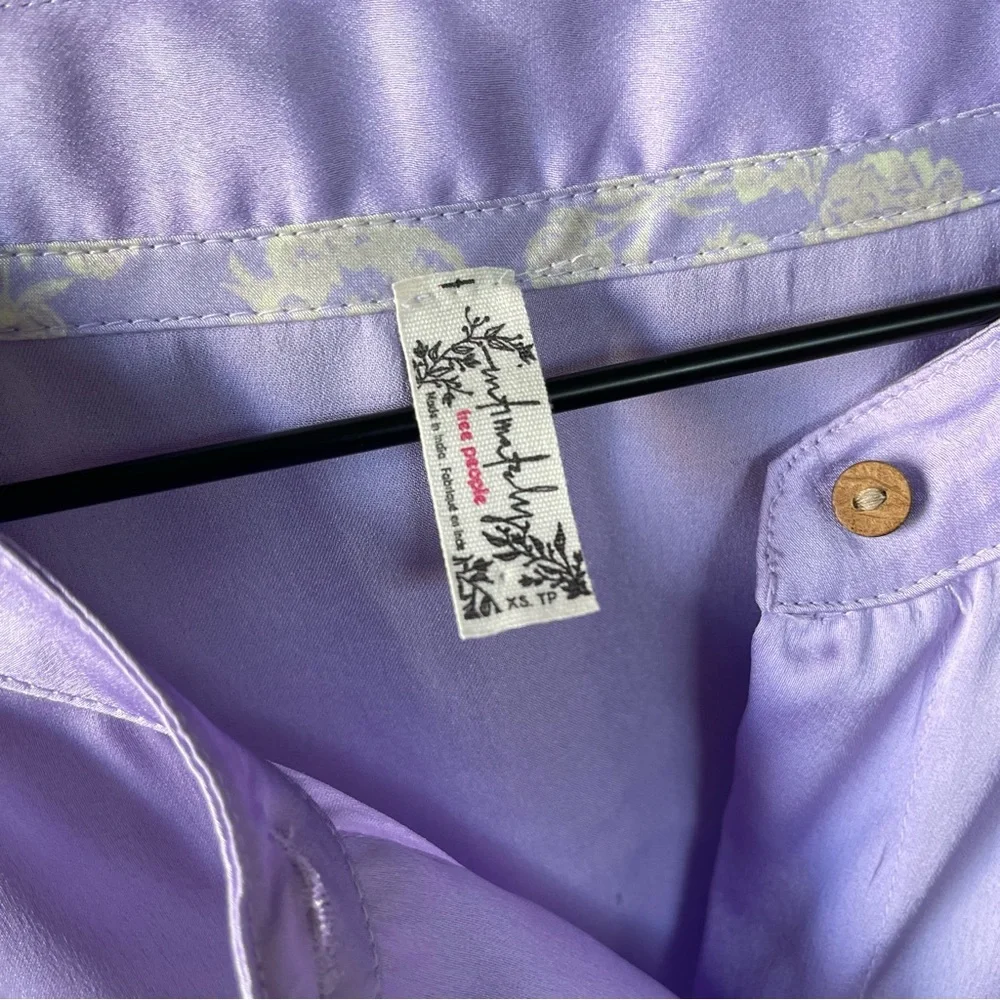 Free People Intimately Purple Night Out Sleep Shirt Top Floral Buttondown XS - Picture 6 of 8